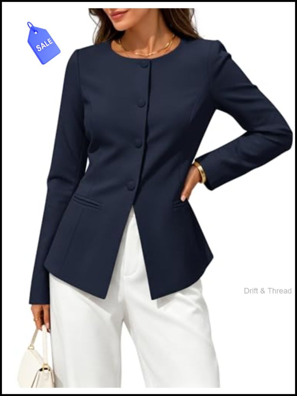 Women's Business Casual Button Down Blazer Suit Jacket Long Sleeve